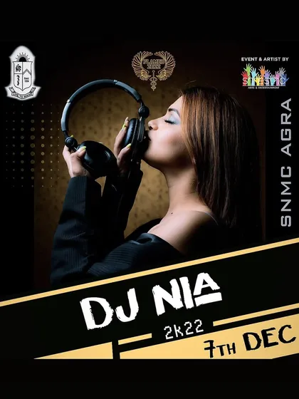 The official poster for my performance at the SNMC Flames 2k22 college fest in Agra. I love the energy of college crowds and always bring my best beats for them.