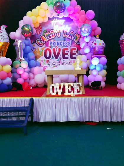 The full Candy Land stage with bright, colorful lighting enhancing the theme.