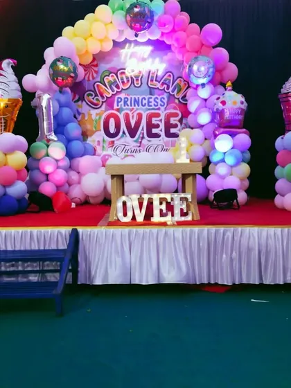 The full Candy Land stage with bright, colorful lighting enhancing the theme.