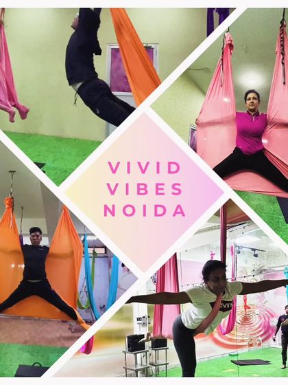 Our studio is a place to suspend disbelief and unleash your potential. This collage captures the vibrant energy and diverse movements you'll experience in our aerial classes.