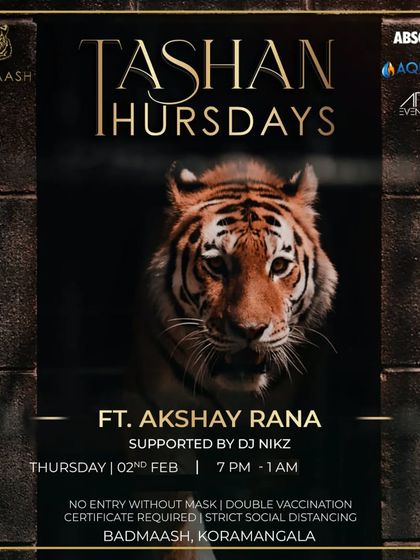 A poster for "Tashan Thursdays" at Badmaash Lounge, a night filled with style and the best desi beats.