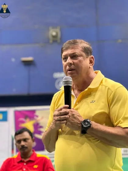 Chief Coach Shrikant Vad addressing players and parents during our Summer Camp. His hands-on approach and decades of experience are invaluable to our athletes' development.