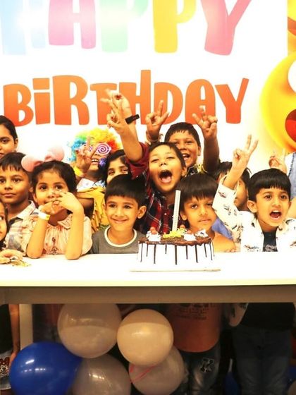 A group of friends cheering for the birthday boy! Our parties are designed to be social, energetic, and full of excitement.