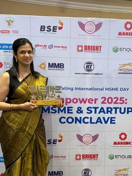 Holding my MSME Star Award. Every entrepreneur dreams of being recognized, and this was a dream come true for me.