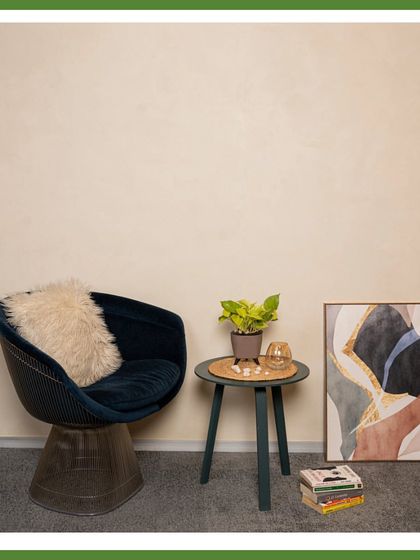 The same corner, now with a Neon Pothos. This demonstrates how easily you can change the vibe of a space just by swapping out one of our rental plants.