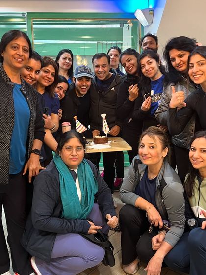 A cake-cutting moment with the fam to celebrate our milestone. It's not a party without cake.