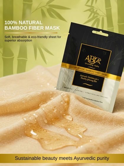 My sheet mask is made from 100% natural bamboo fiber, which is soft, breathable, and eco-friendly for superior absorption of the Ayurvedic serum.