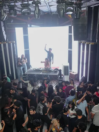 Another angle of a packed venue, showing the scale of the parties I play. My goal is always to fill the dance floor and create a shared experience for everyone.