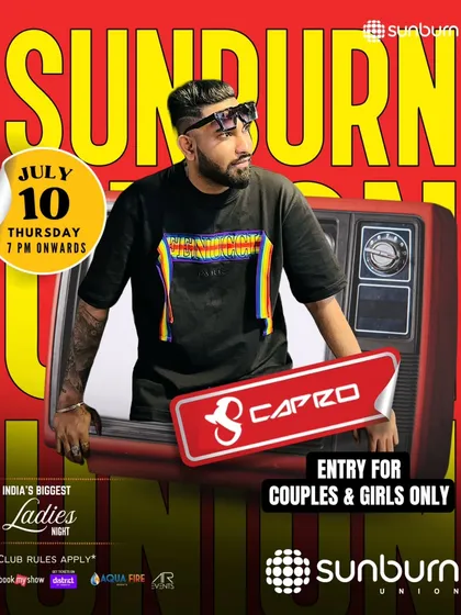 Another retro-themed poster for a Ladies' Night at Sunburn Union. It shows the consistency of my gigs at one of Bangalore's top venues.
