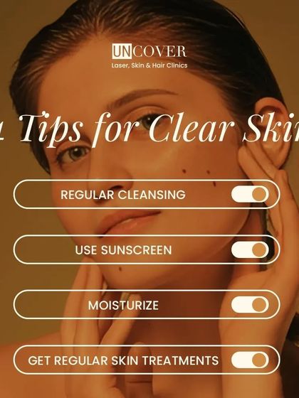 Here are four essential tips for clear skin: regular cleansing, daily sunscreen use, moisturizing, and getting regular skin treatments to maintain skin health.