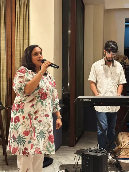 Another passionate singer from our Naad Collective event. You don't need to be a professional musician to join, just a love for music is enough.