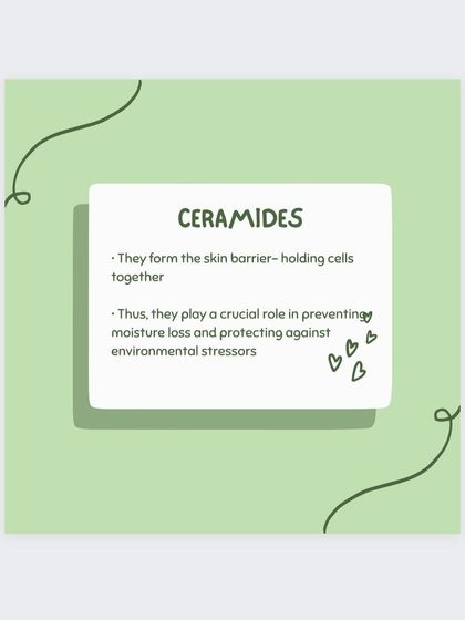 Ceramides are lipids that form the skin barrier, holding cells together to prevent moisture loss and protect against environmental stressors.