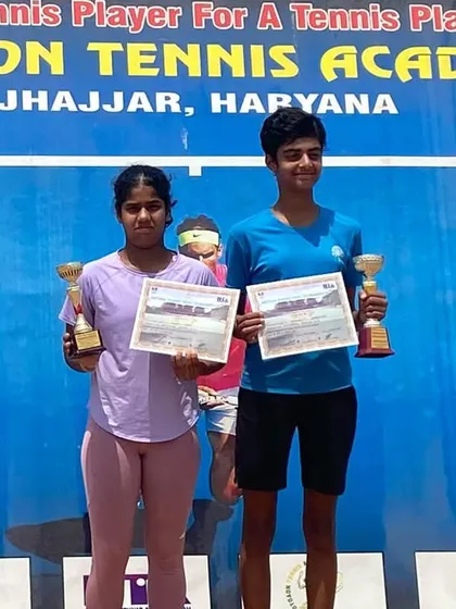 Swasti Singh as the singles finalist of the U16 National Series tournament in Jhajjar. Her consistent presence in the final rounds of national events is impressive.