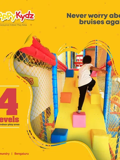 We believe fun and safety go hand in hand. Our entire play area, including this four-level climbing structure, is heavily padded so your kids can climb, explore, and play freely without you worrying about bumps or bruises.