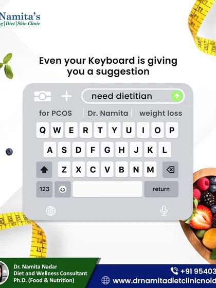 Even your keyboard knows what you need. If you're searching for a dietitian for PCOS or weight loss, I'm here to help you on your journey.