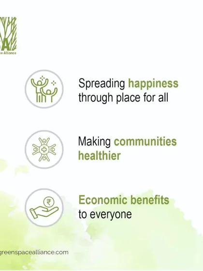 An infographic outlining our commitment to spreading happiness, making communities healthier, and providing economic benefits to everyone. These are the tangible outcomes of our purpose-driven design approach.