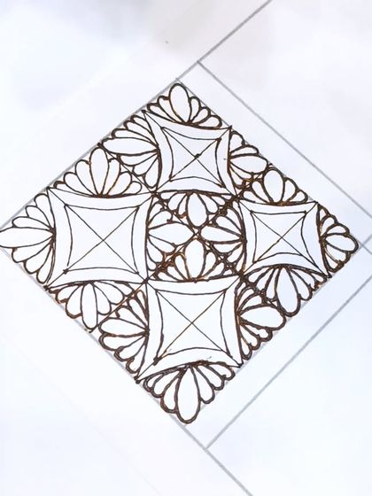 The outline of a geometric grid pattern. This is the first step before adding shading or details.