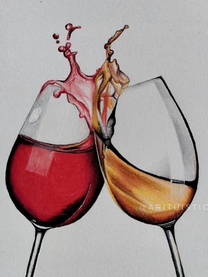 The full view of the wine glass illustration, a piece I did to celebrate reaching 10k followers.