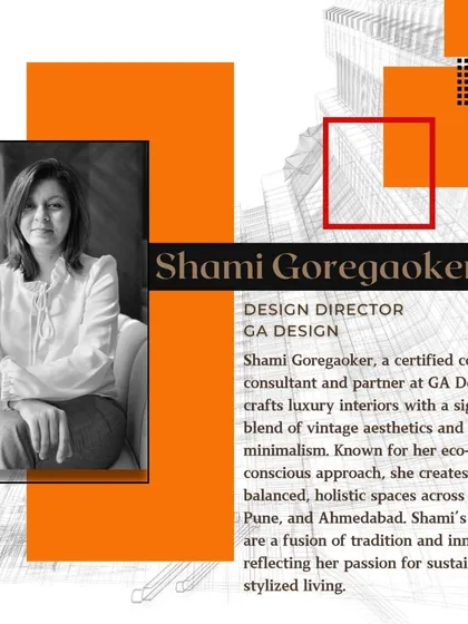A profile on Shami Goregaoker, highlighting her role as a certified color consultant and her passion for creating sustainable, holistic spaces that blend vintage aesthetics with modern minimalism.