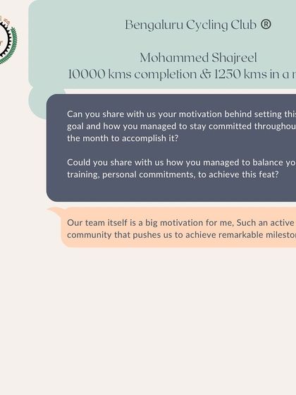 Mohammed Shajreel, on completing 10,000 kms, says our active cycling community itself is a big motivation that pushes members to achieve remarkable milestones.