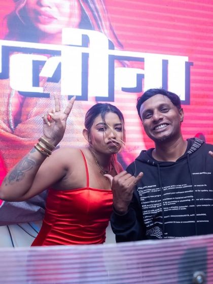 Another moment from the NYE party, capturing the fun and celebratory atmosphere behind the DJ booth.