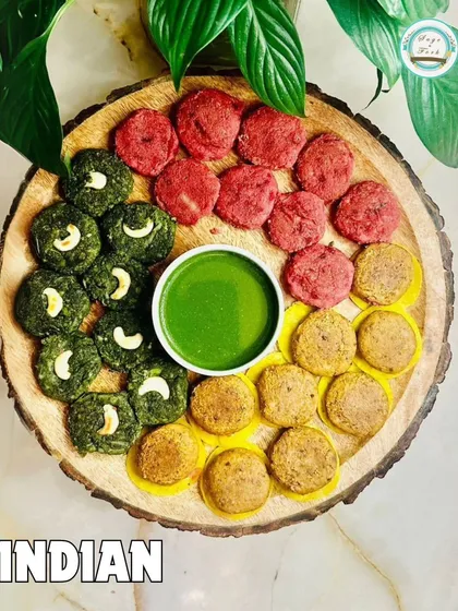 This vibrant platter of assorted Indian kebabs showcases the colors of our national flag, making it a perfect dish for patriotic celebrations or simply to enjoy a variety of flavors.