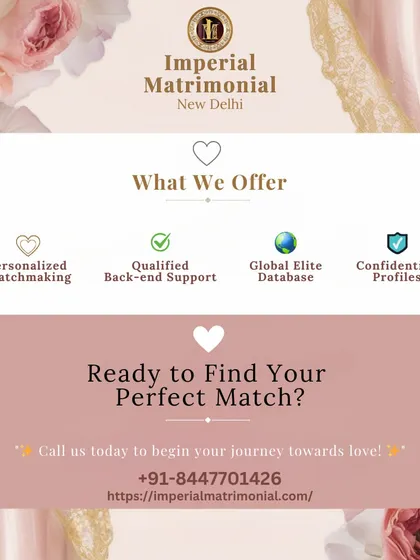 We offer a complete matchmaking solution: personalized introductions, qualified back-end support, access to a global elite database, and completely confidential profiles. We are ready to help you find your perfect match.