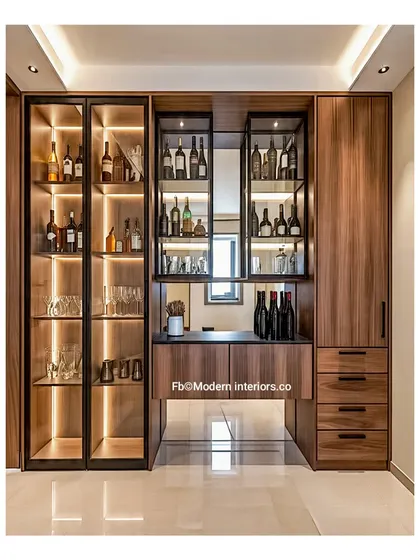 I think your beautiful glasses and drinks deserve a special spot. This bar and crockery cabinet uses glass doors and soft lighting to showcase your collection, while the wooden drawers and cabinets keep other items neatly tucked away. It’s an elegant solution for entertaining.