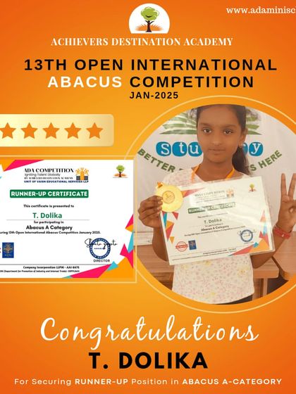 Achievers Destination Academy - Mental Math & Speed Calculation Our Star Achievers: Competition Winners & Graduates photo 26