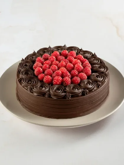 For a rich and decadent treat, try our Raspberry Traditional Chocolate Gateau. The tartness of the raspberries is the perfect complement to the deep flavour of the chocolate.