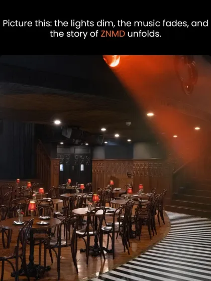 The mood is set. The tables are ready. This image captures the quiet anticipation just before the film starts, with the warm glow of table lamps promising a cozy and enchanting evening ahead at The Piano Man.