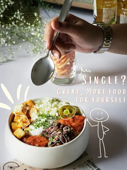 More food for yourself. This hearty burrito bowl is perfect for a solo meal, packed with all the good stuff.