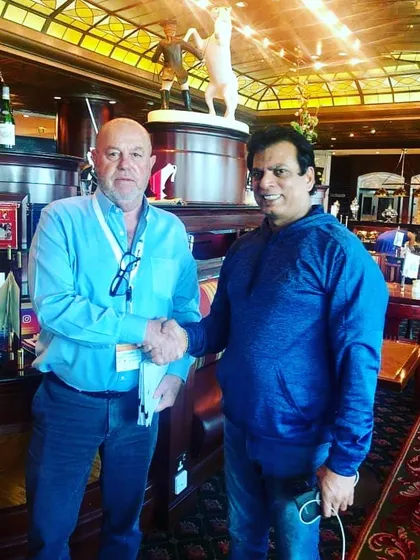 Our founder, Hanshi Bharat Sharma, with World Karate Federation President Antonio Espinos. This connection ensures our training aligns with the highest international standards of sport karate.