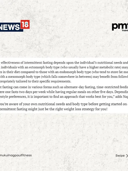 Is intermittent fasting right for you? In this News18 article, I discuss the pros and cons, explaining how its effectiveness depends on your individual body type and nutritional needs.