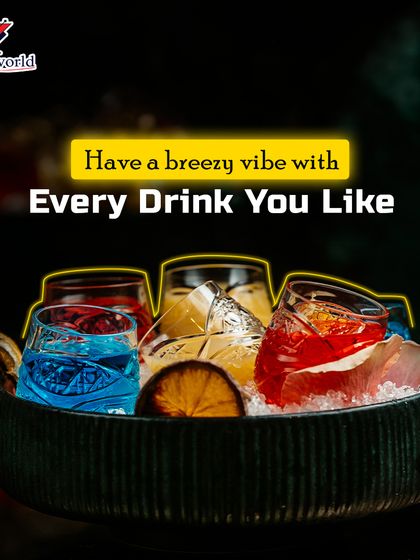 Have a breezy vibe with every drink you like. This bowl of assorted colorful mini-cocktails on ice is perfect for parties, allowing guests to sample a variety of flavors.