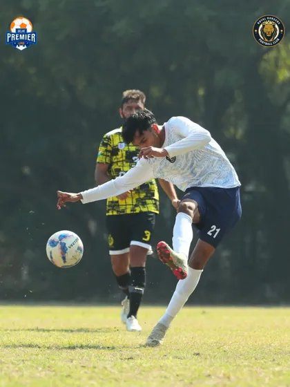 A powerful shot captured in motion, showcasing the striking technique of our players.