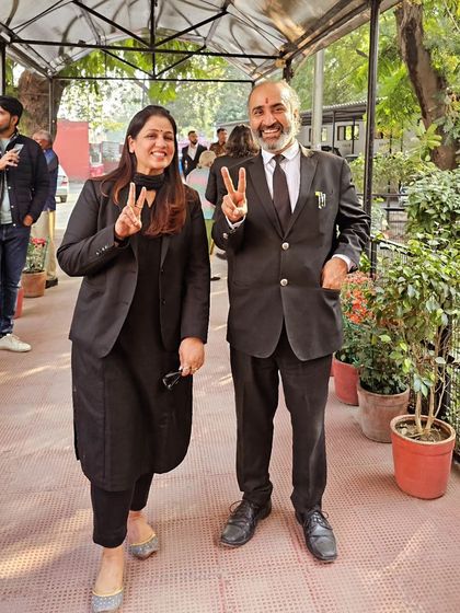 A moment of optimism during the Bar Association elections with a fellow advocate.