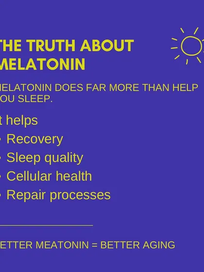 The truth about melatonin: it does far more than just help you sleep. It's a powerful antioxidant that aids in recovery, supports cellular health, and is crucial for better aging.