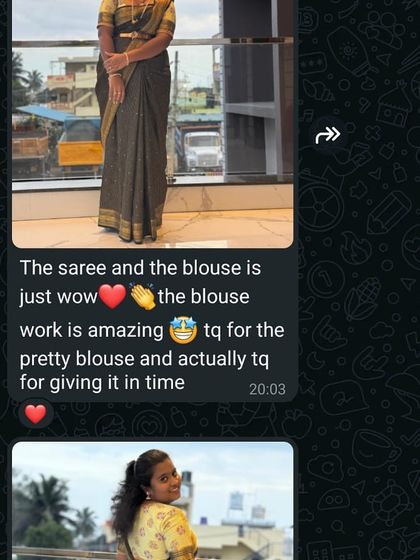 "The saree and the blouse is just wow." Reading messages like this from my clients makes my day. Thank you, Varsha, for your kind words.