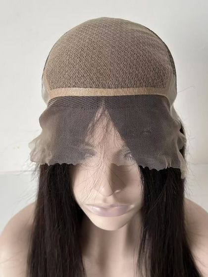 The front view of our chemo wig, showing the un-cut lace. We customize the fit and hairline for every client to ensure a natural and secure result.