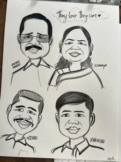 "They Love They Care." A heartwarming family portrait featuring parents and their two sons, capturing the love in the family.