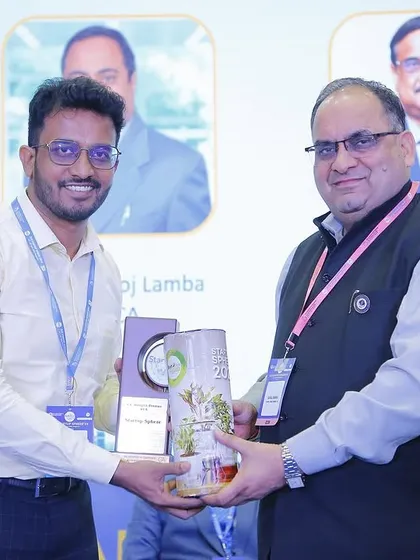 Receiving a memento at the ICAI Startup Sphere in Bengaluru. I'm grateful for the opportunity to contribute to these important conversations.