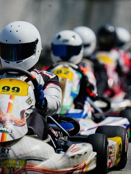 A close-up of the starting grid, showing the tension and focus before a race.