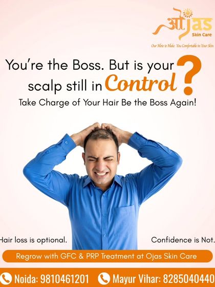You're the boss, but is your scalp still in control? Take charge of your hair and be the boss again. With my GFC and PRP treatments, hair loss is optional, but confidence is not.