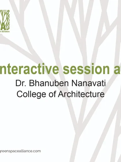 The title card for our interactive session at Dr. Bhanuben Nanavati College of Architecture. We actively seek opportunities to engage with academic institutions to bridge the gap between theory and practice.