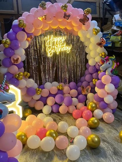 Another angle of the 8th birthday setup.