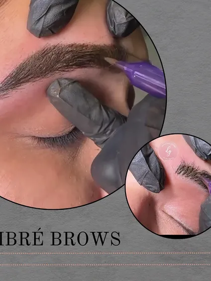 Ombré brows offer a soft, powdered makeup look. This technique is perfect for those who want a more filled-in appearance, with the brows graduating from a lighter front to a darker tail.