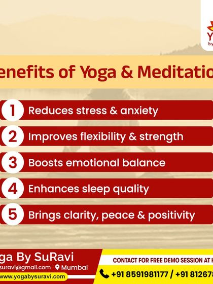 We combine yoga and meditation to reduce stress, improve flexibility, boost emotional balance, and enhance sleep quality for holistic well-being.