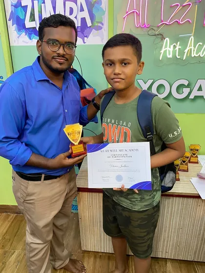 Dhruv Jadhav with his participation award from the chess tournament. Keep up the great work on the board!