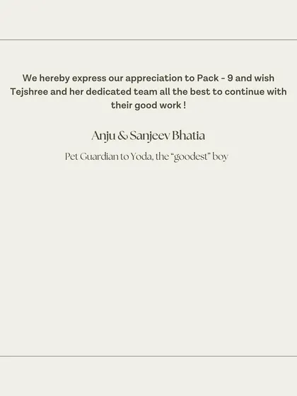 Yoda's guardians wishing us the best and expressing their appreciation for our dedicated team.